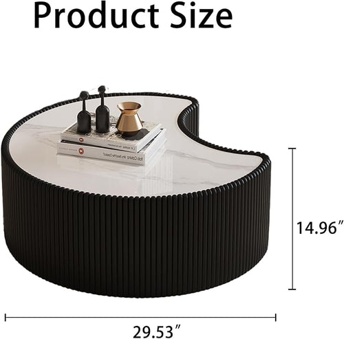 29.53" Marble Coffee Table, Modern Creative Moon Coffee Table - Image 2
