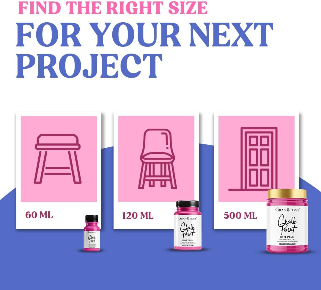 GRANOTONE Chalk Paint for Furniture | Matt-Finish Water-Based Acrylic Paint for Wood, Walls, Metal, Glass, Paper, Fabric Canvas | Maximum Coverage Chalk Paint for Kids & Adults, 120 Ml (AZURE BLUE)