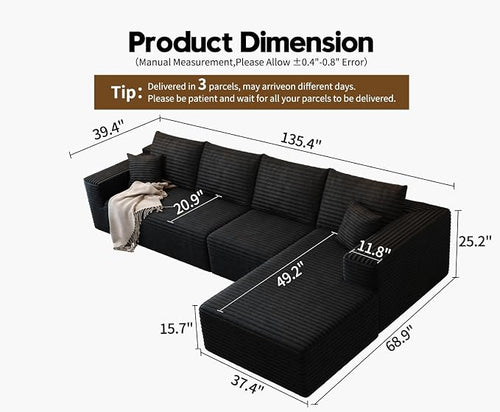 135.4" Cloud Modular Sectional Sofa Couch - Image 2