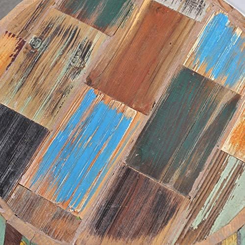 Drum Shaped Round Wood Side Table 16" x 16" x 21" H Multicolor - Image 6