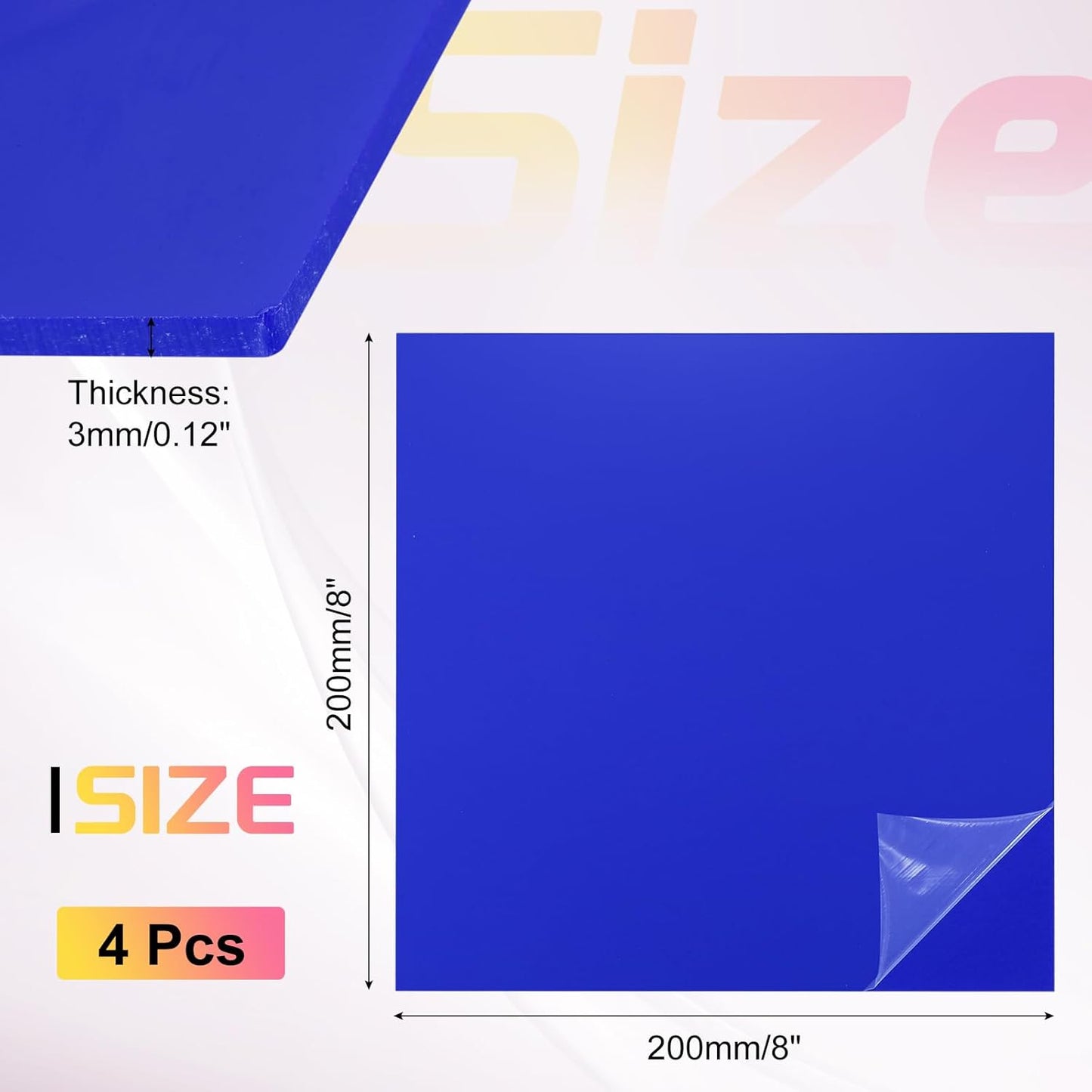 uxcell 4Pcs Acrylic Sheets 8x8 Inch Acrylic Panel 1/8 Inch-3mm Plastic Board for Picture Frames Sign Holders DIY Display Projects Craft, Dark Blue