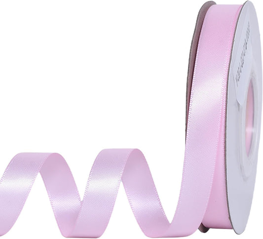 YAMA Light Pink Double Faced Satin Ribbon 1/2 Inch 25 Yards Thin Baby Pink Ribbon for Gift Wrapping Crafts Bows Wedding Party Christmas Decoration