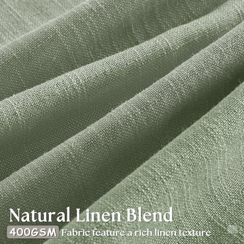 Pinch Pleated Sage Green Thick Linen Curtains 96 Inch Length 2 Panels Set - Image 3