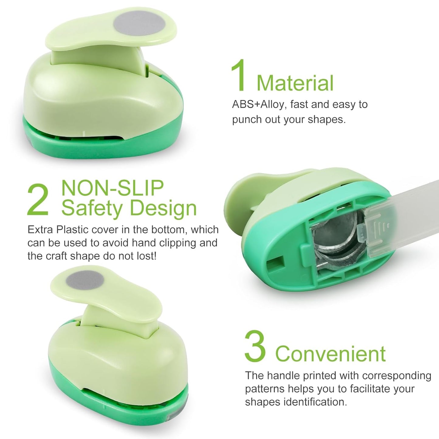 UCEC Circle Cutter, 3 Pcs Circle Puncher, 1 3/8 5/8 Inch Craft Hole Punch with 30 Pcs Colorful Paper, Hole Puncher Paper Cutter for Crafting Card, Making Scrapbook Craft, DIY Office Supplies