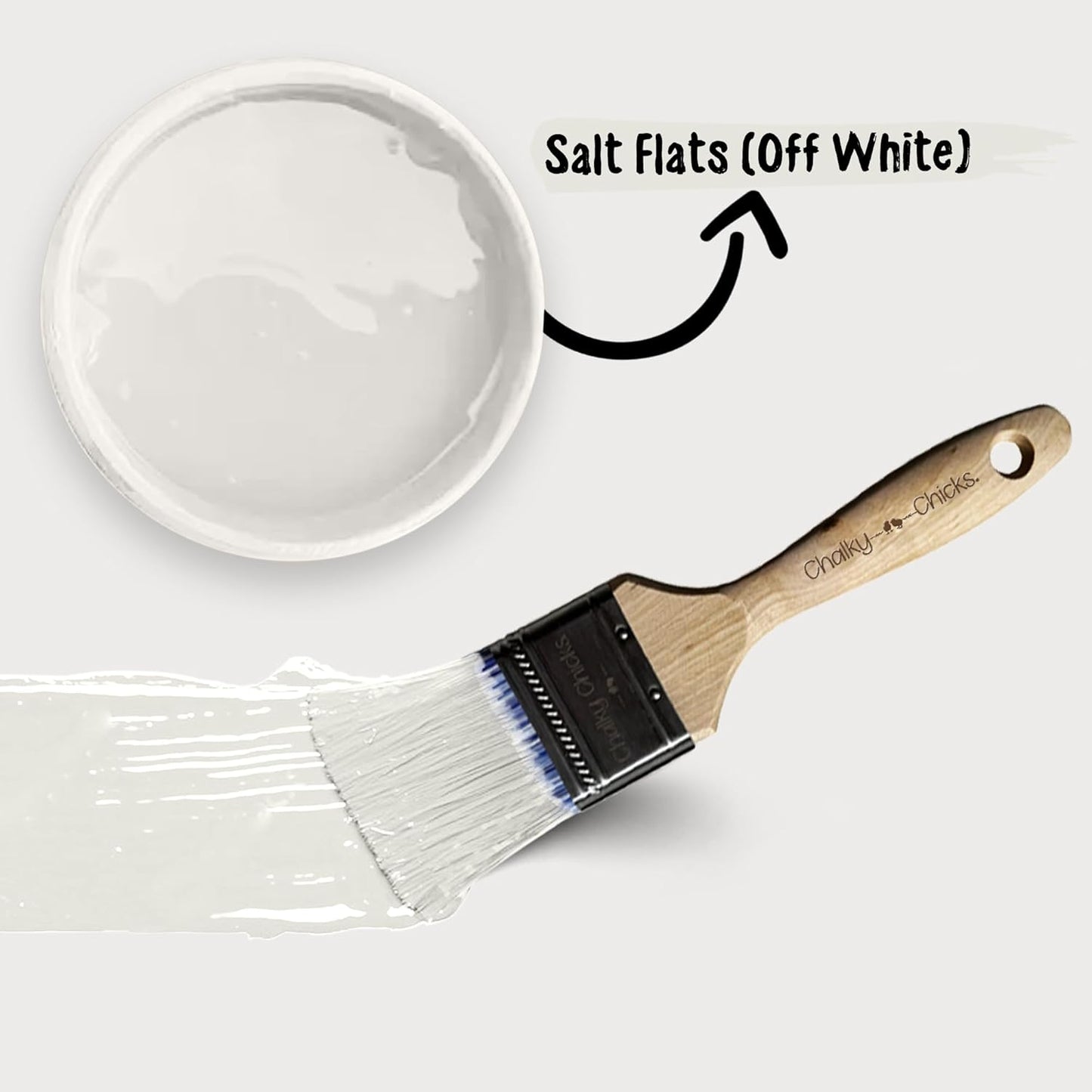 Chalky Chicks All-in-One Chalk Paint for Furniture or Cabinet - 8 Fl Oz - Matte Finish Salt Flats (Off White) for Metal, Wood Furniture Paint - No Sanding All-in-One for Home Decor & Crafts, USA Made