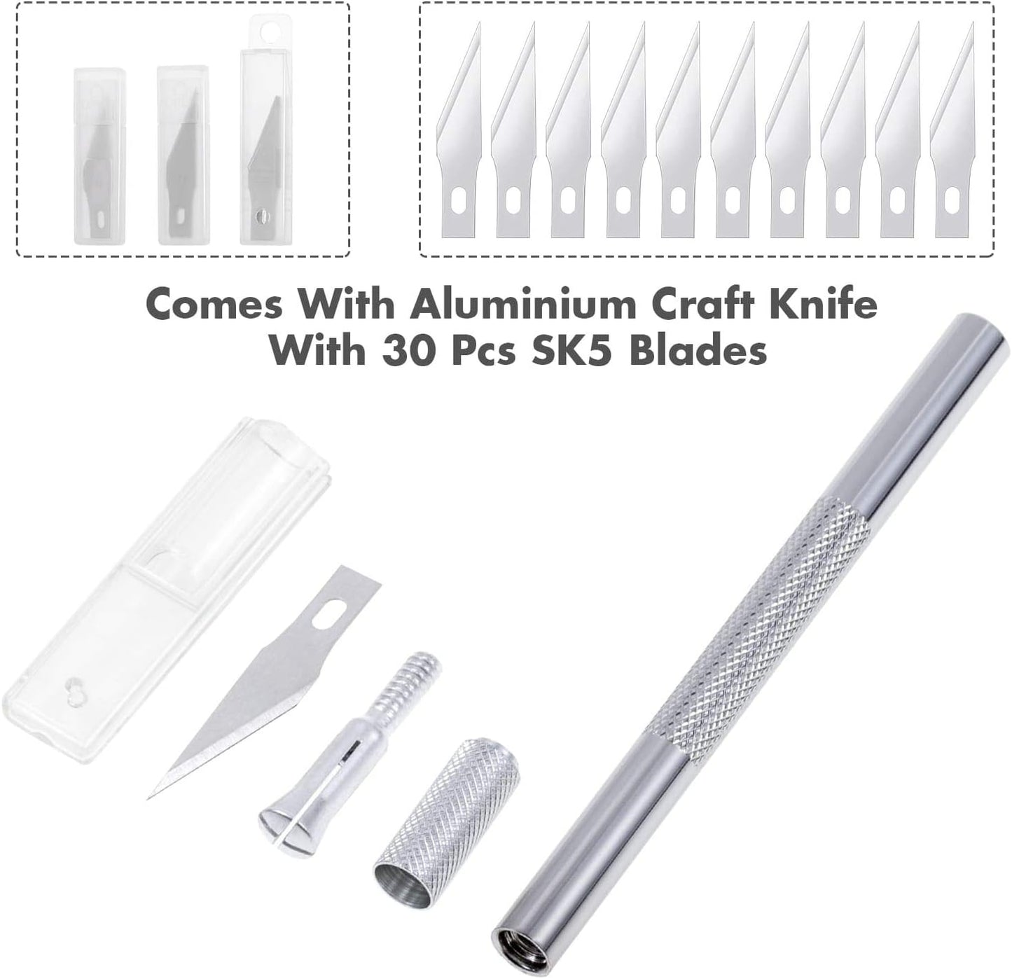 Anezus Craft Knife Precision Cutter and Self Healing Cutting Craft Mat Hobby Knife Set with 30 PCS Knife for Art Hobby Craft Scrapbooking Stencil