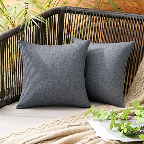 MIULEE Decorative Outdoor Pillow Covers Waterproof 12x12 Dark Grey by MIULEE