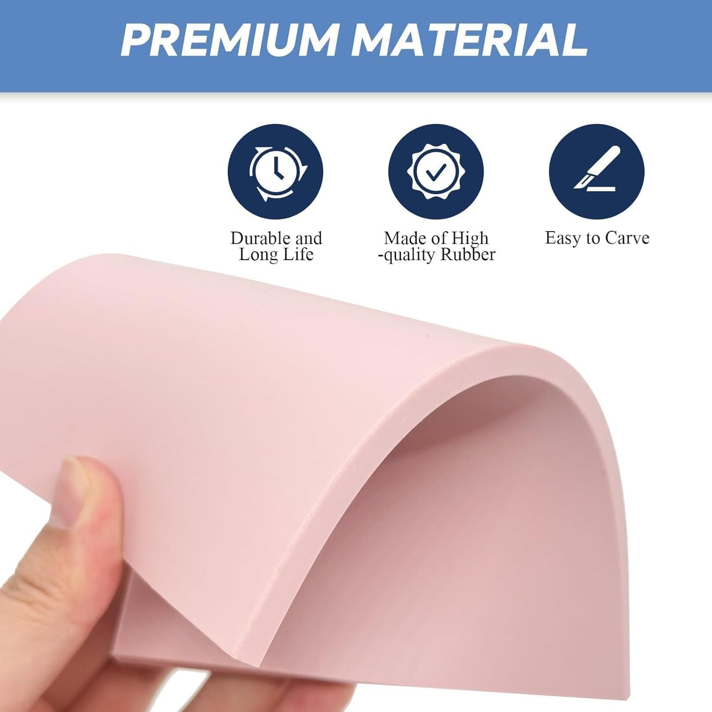 10 Pack 4"x6" Pale Pink Rubber Stamp Carving Blocks Pink Rubber Carving Blocks Linoleum Block for Stamp Maker Printmaking Supplies