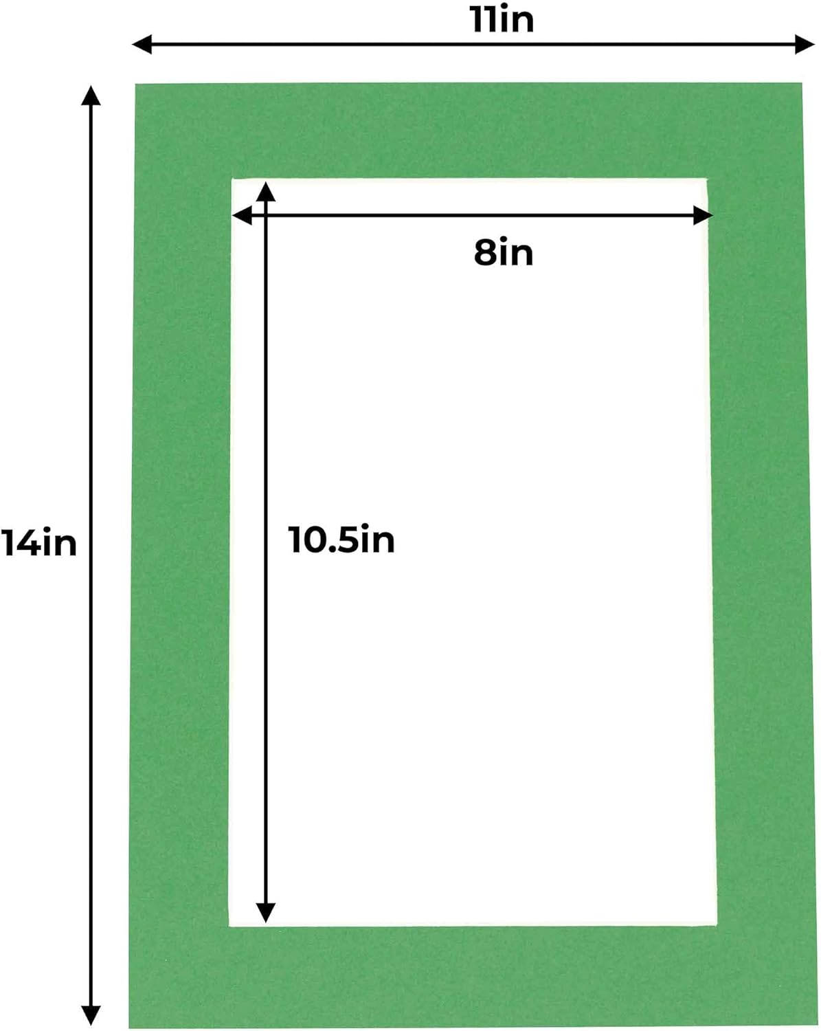 11x14 Mat for 8.5x11 Photo - Precut Bright Green Picture Matboard for Frames Measuring 11 x 14 Inches - Bevel Cut Matte to Display Art Measuring 8.5 x 11 Inches - Acid Free Pack of 100 MATS