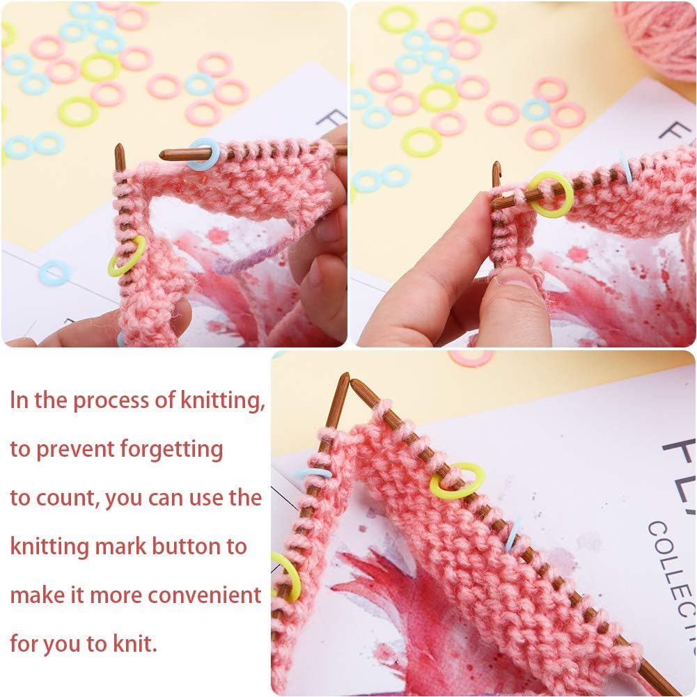 LUNARM 380 Pieces Colorful Knitting Stitch Markers Rings, Stitch Markers Rings(S/M/L) with Portable Storage Box for Sewing DIY Knitting Handcrafts