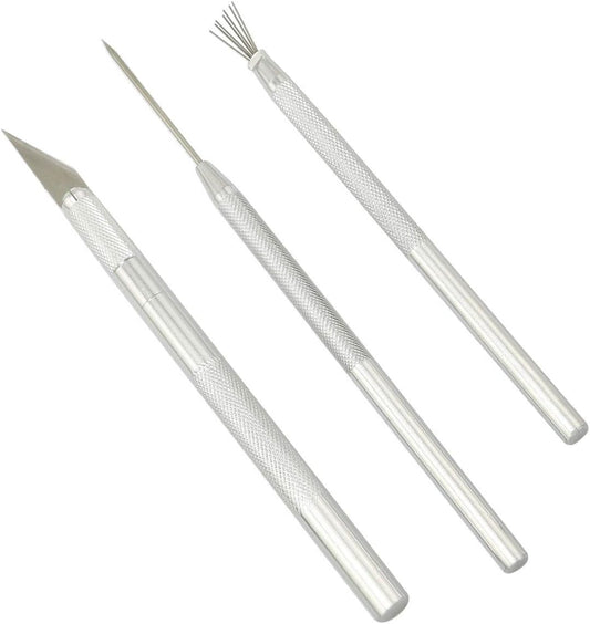 ZYAMY 3IN1 Sculpting Tool Set Feather Pin, Carving Knife and Pro Needle Wire Texture Pottery Clay Tool Kit Brush Tools Ceramics Modeling Tool