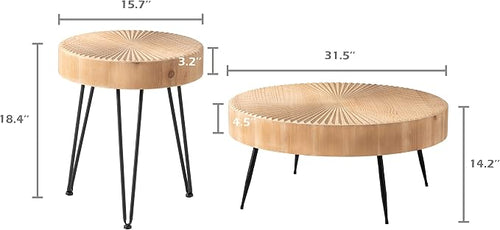 2-Piece Farmhouse Nesting Table Round - Image 2