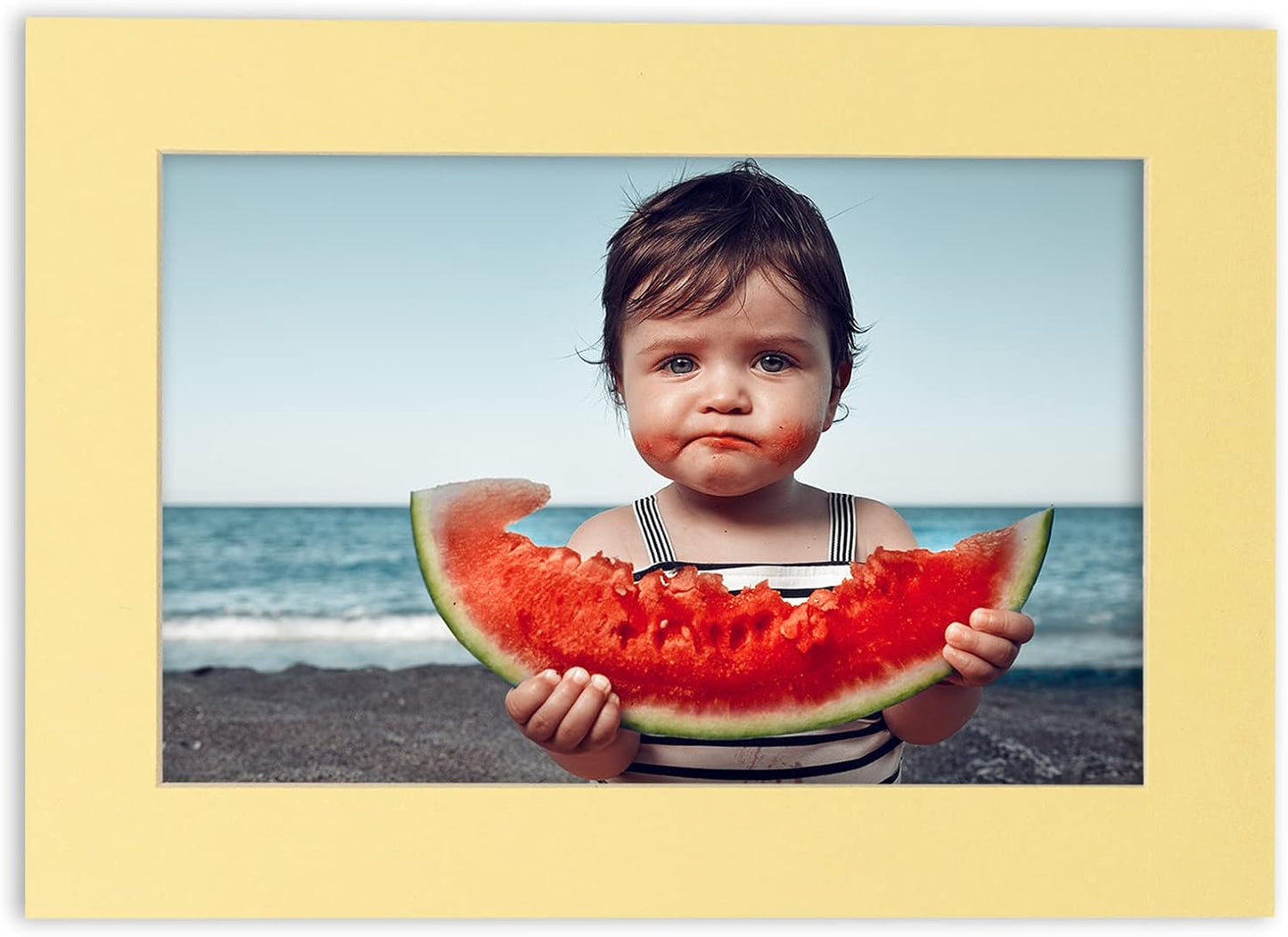8x10 Mat Bevel Cut for 5x8 Photos - Acid Free Soft Yellow Precut Matboard - For Pictures, Photos, Framing - 4-ply Thickness