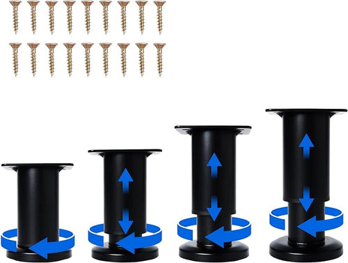 4 Pcs Adjustable Height Furniture Support Legs 3.15-4.72 inch, Metal Heavy Duty by Olldag