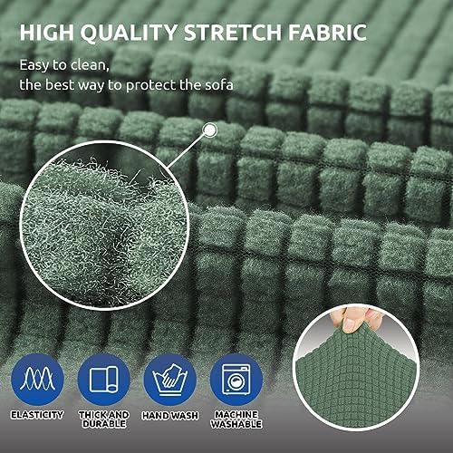 KEKUOU Stretch Couch Covers for Sofa, 3 Cushion Slipcover - Image 5