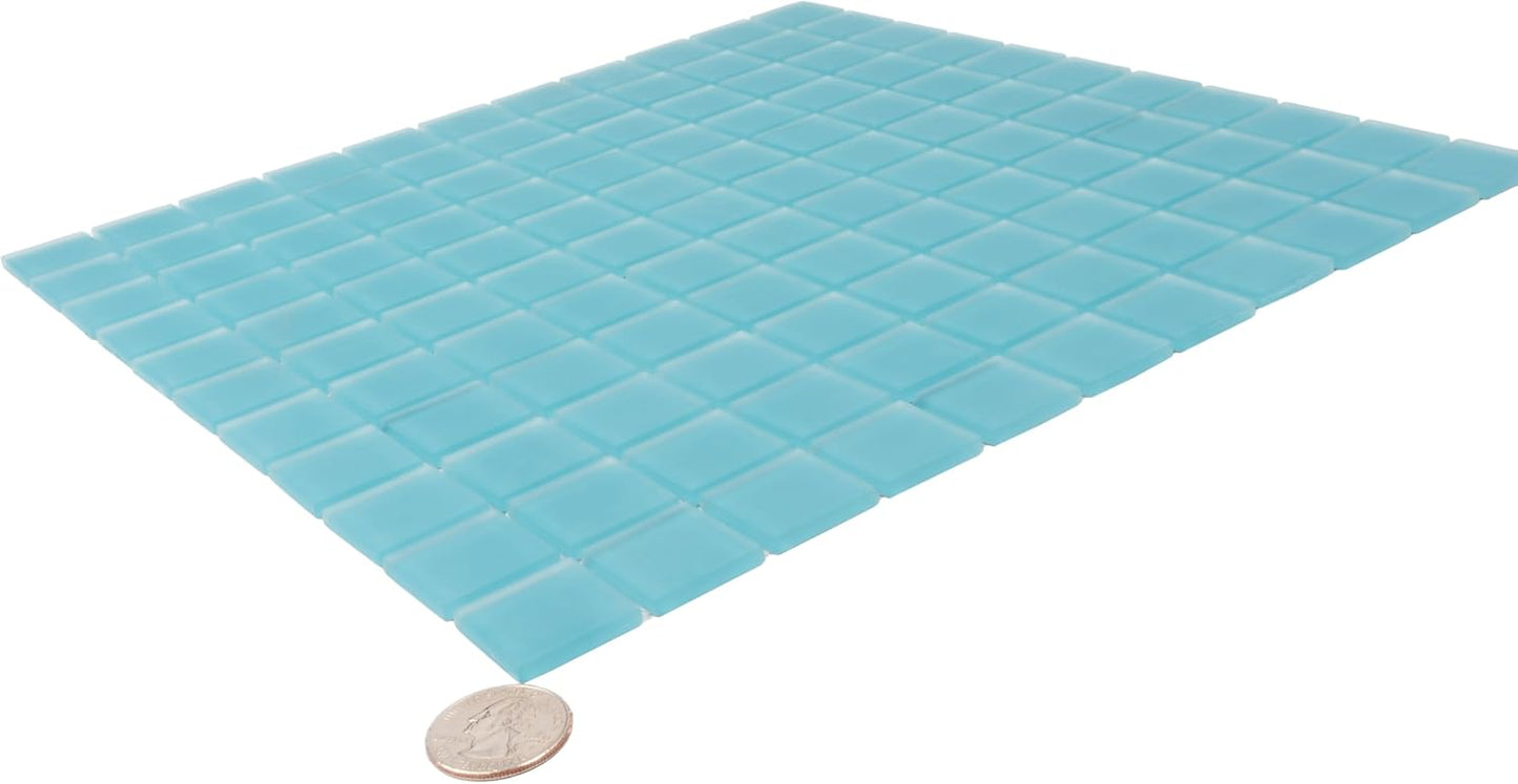 1"x1" Sea Blue Matte Finished Glass Mosaic Tile (Sample Swatch- 5"x4")