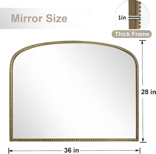 36"X28" Arched Mirror, Metal Beaded Frame Mirror - Image 2