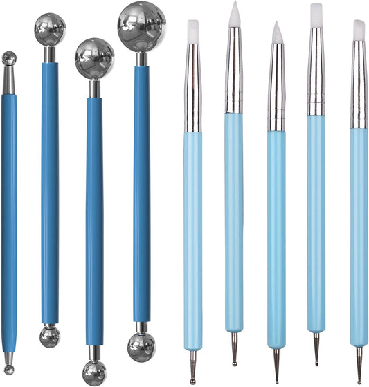 Dotting Tools, Silicone Clay Sculpting Tool, Ceramic Clay Ball Stylus Dot Painting Tools, Pottery Embossing Tool for Rock, Nail, Blending, Drawing, Modeling