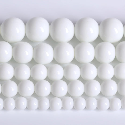4MM Natural Stone White Porcelain Agate Beads Round Loose Stone Beads for Jewelry and Bracelets Making 180pcs 2 Strands 32"
