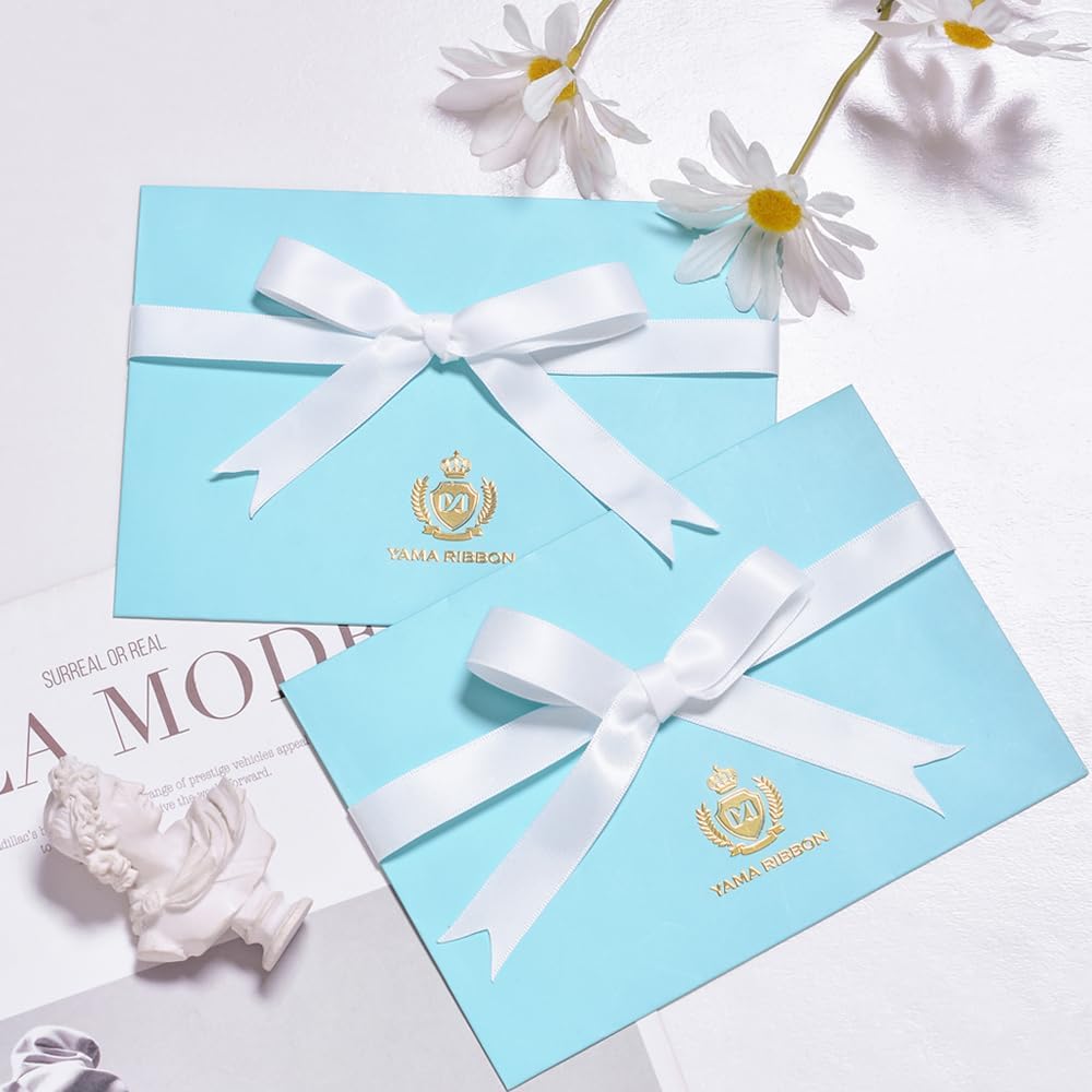 YAMA White Double Face Satin Ribbon 5/8 inch 25 Yards White Ribbon for Gift Package Wrapping Floral Design Hair Bow Clip Making Crafting Sewing Wedding Decor