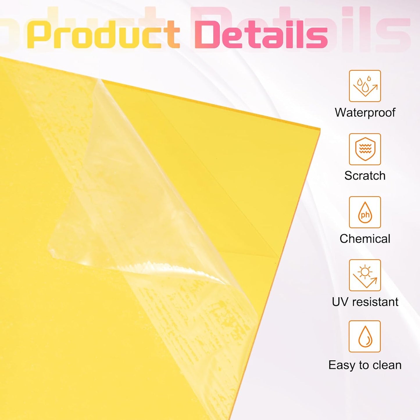 uxcell 4Pcs Acrylic Sheets 8x8 Inch Acrylic Panel 1/8 Inch-3mm Plastic Board for Picture Frames Sign Holders DIY Display Projects Craft, Clear Yellow