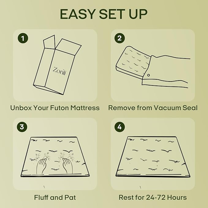 ZonLi Japanese Floor Futon Mattress Twin Size 75"x 39", 100% Cotton Cover 2.5'' - Image 8