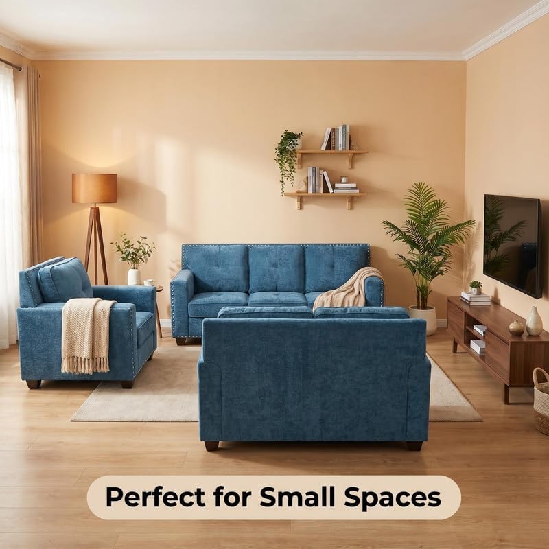 Modern 3-Piece Fabric Sofa Set, Living Room Couch - Image 7