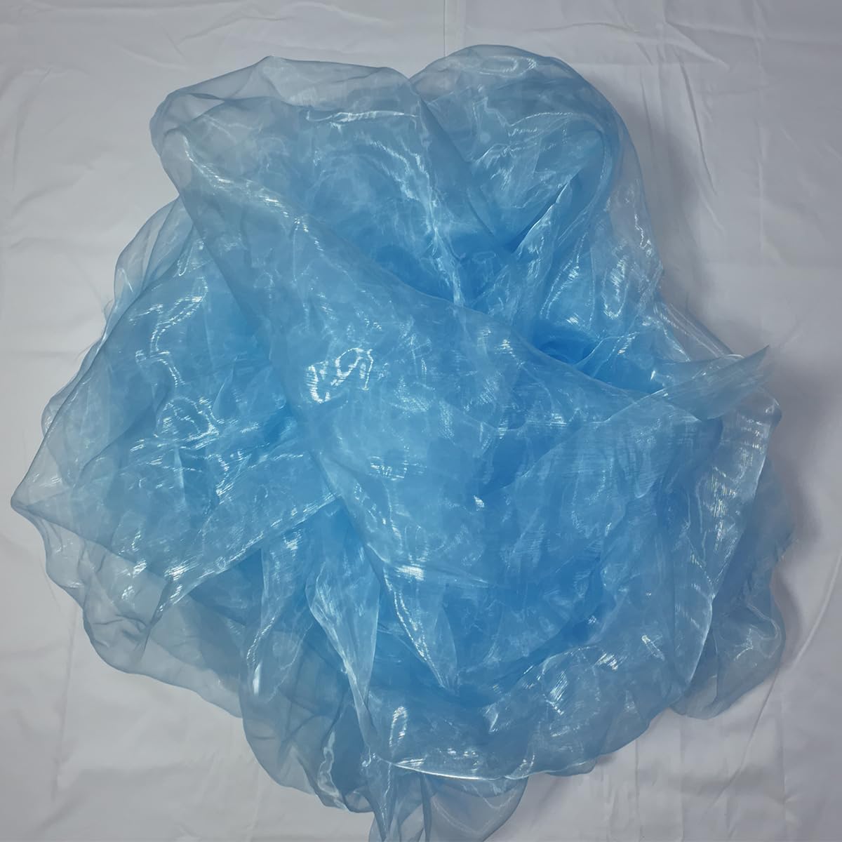 Two-Tone Iridescent Holographic Organza Fabric - 5.5 Yards | Lightweight Sheer Gauze Voile Tulle | for Dresses, Party Decor, DIY Crafts, Shiny Backdrops(Shimmery ICY Pale Blue)