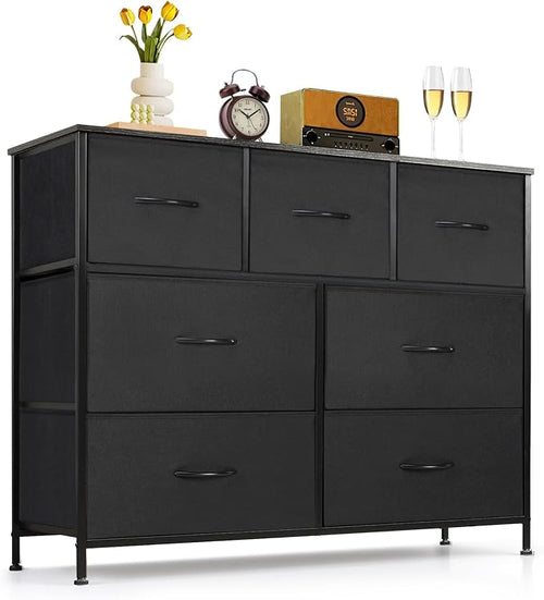 7-Drawer Dresser for Bedroom, Anti-Tip Wide Storage Organizer Fabric Chest of by SageNest
