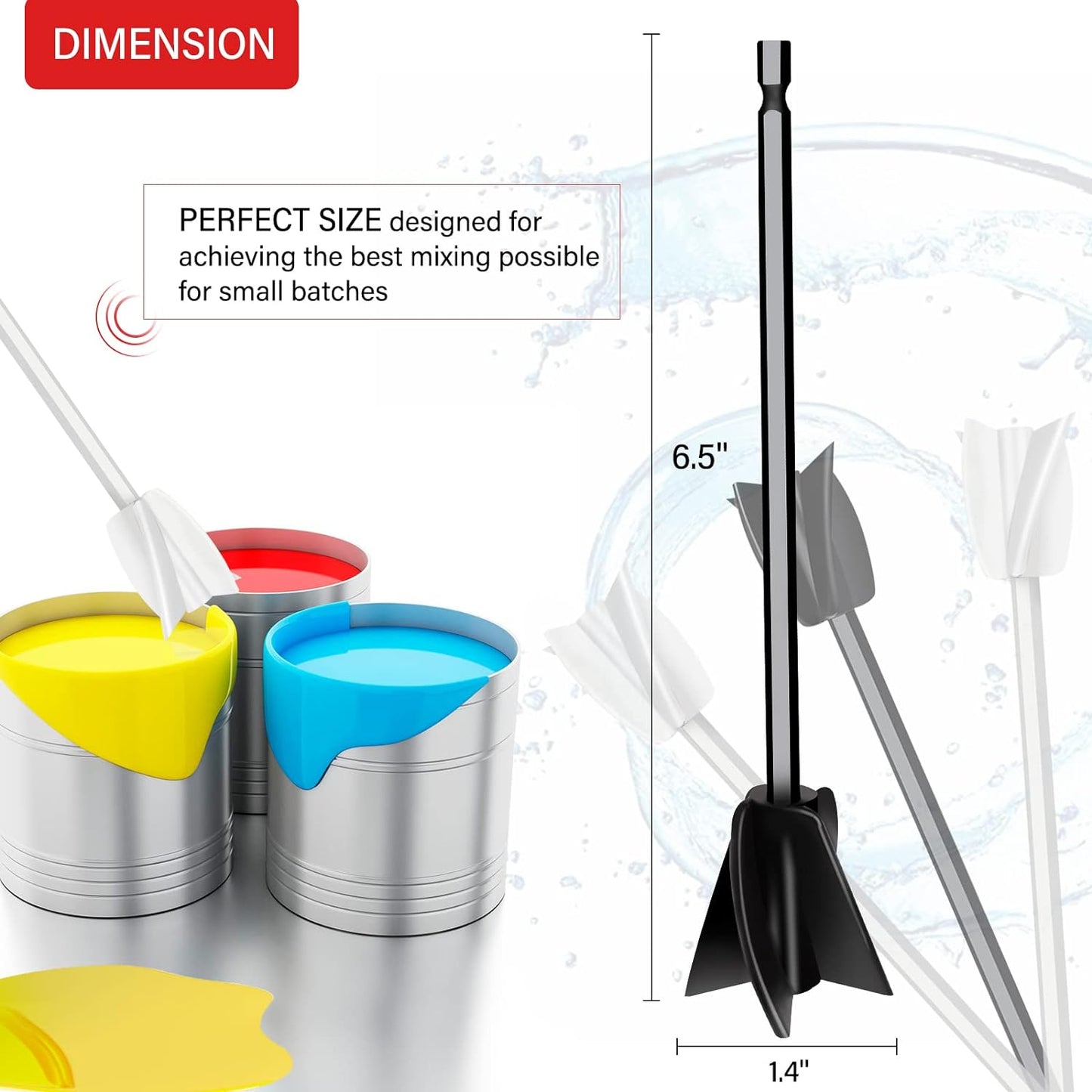 4 Pcs Resin Mixer Paddles for Resin Drill, Epoxy Mixer Attachment for Drill, Paint Mixer/Paint Stirrer for Mixing Resin, Epoxy, Silicone Molds