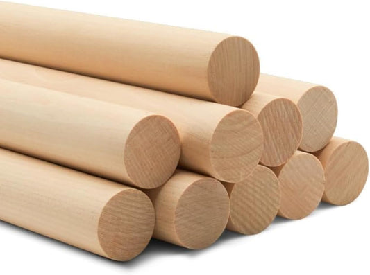 Albo 1" x 36" Wooden Dowel Rods Set - 10 Pack Birch Natural Long Craft Sticks Woodworking Furniture Garden Structures Hardwood Sanded Smooth Railings Supports Decor Crafts DIY Projects