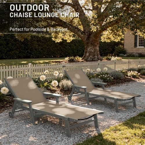 AreShark HDPE Patio Chaise Lounge Chair - Image 2