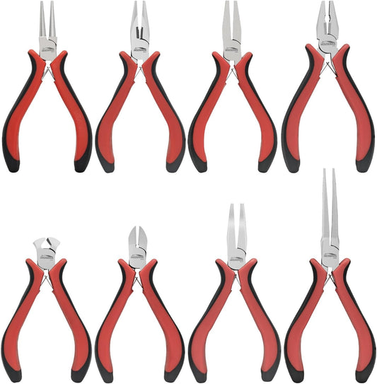 8 Packs Jewelry Pliers Set, Jewelry Making Tools with Needle Nose Pliers, Wire Cutters, Round Nose Pliers, Bent Nose Pliers