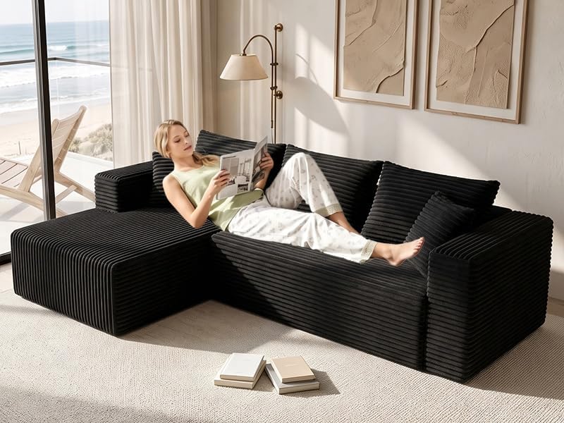 92.5" Boneless Couch, Left Facing Sectional Sofa - Image 3