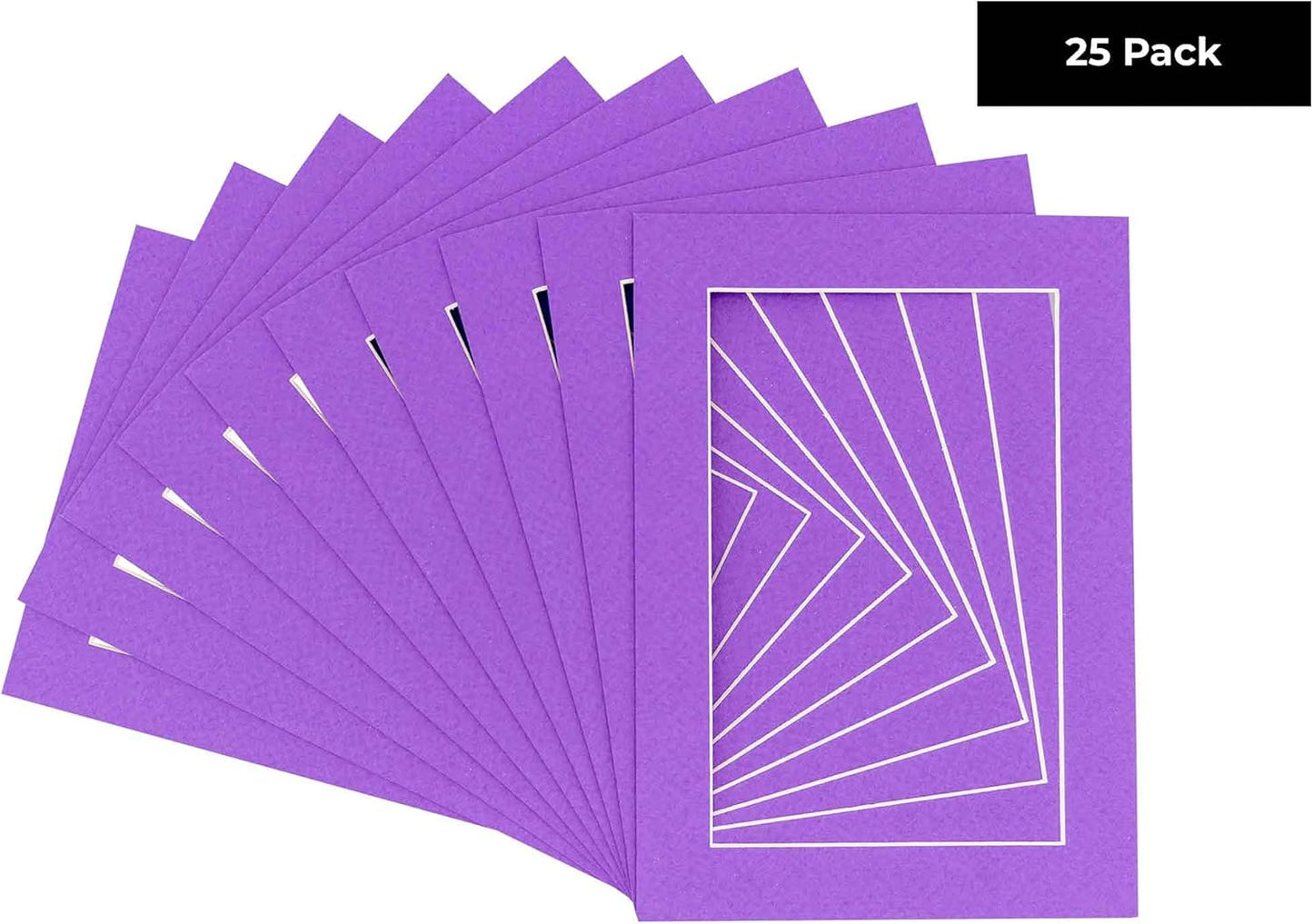 5x7 Mat for 8.5x11 Frame - Precut Mat Board Acid-Free Purple 5x7 Photo Matte Made to Fit a 8.5x11 Picture Frame, Premium Matboard for Family Photos, Show Kits, Art, Picture Framing, Pack of 25 Mats
