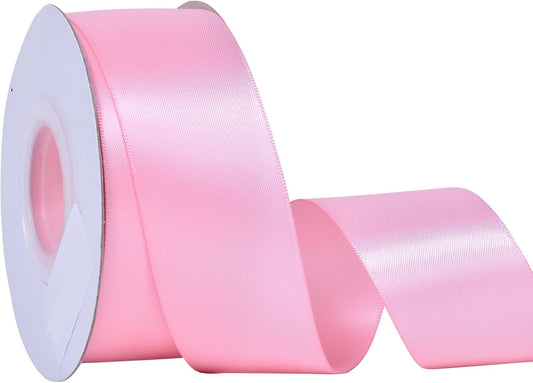 YAMA Pink Double Faced Satin Ribbon, 1 1/2 Inch 25 Yards, Great for Crafts Bows Flower Bouquet Wedding Home Decor Gift Wrapping