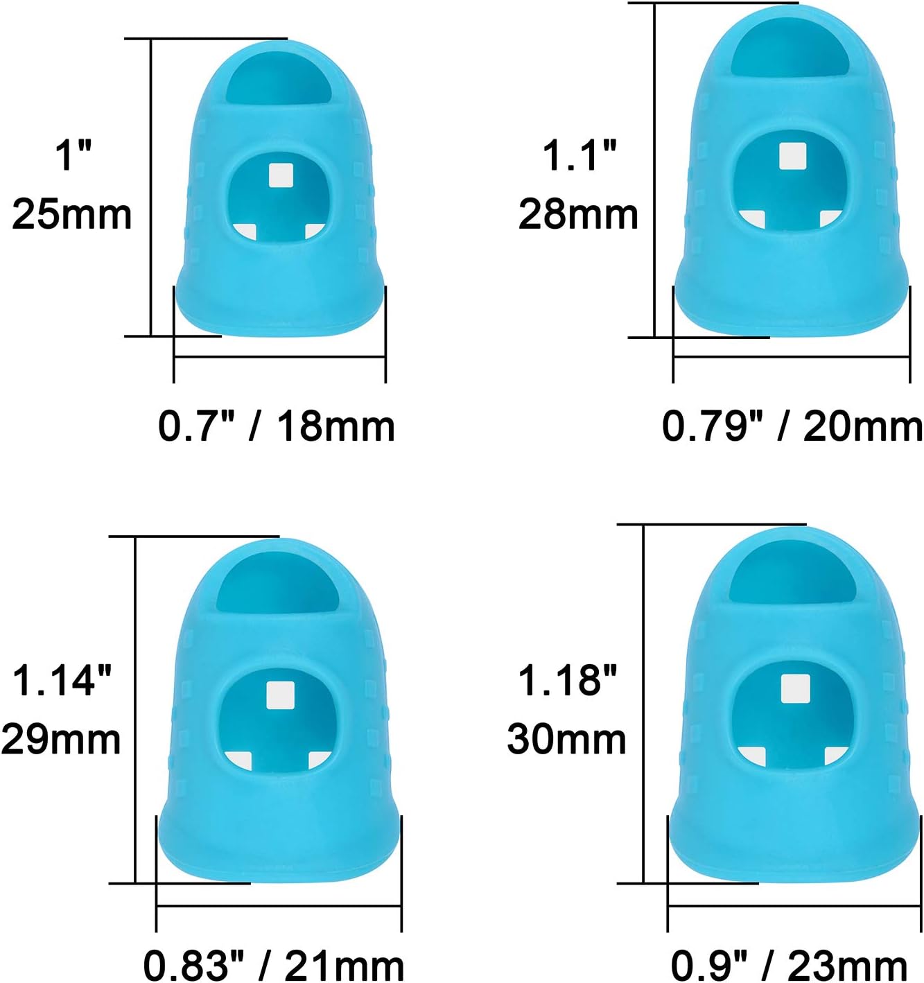 Wisdompro 16 Pcs Finger Tips, 4 Sizes Silicone Thimble Fingertip Grips Thumb Protectors Pads Cover for Hand Sewing, Paper Sorting, Page Turning, Money Counting, Guitar Playing - Blue, Aqua