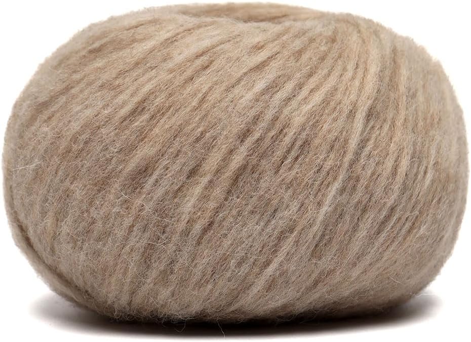 Pullu - Baby Alpaca Merino Wool Yarn Set of 3 Skeins (150 Grams) Worsted Weight - Sourced Directly from Peru - Heavenly Soft and Perfect for Knitting and Crocheting (Heather Beige)