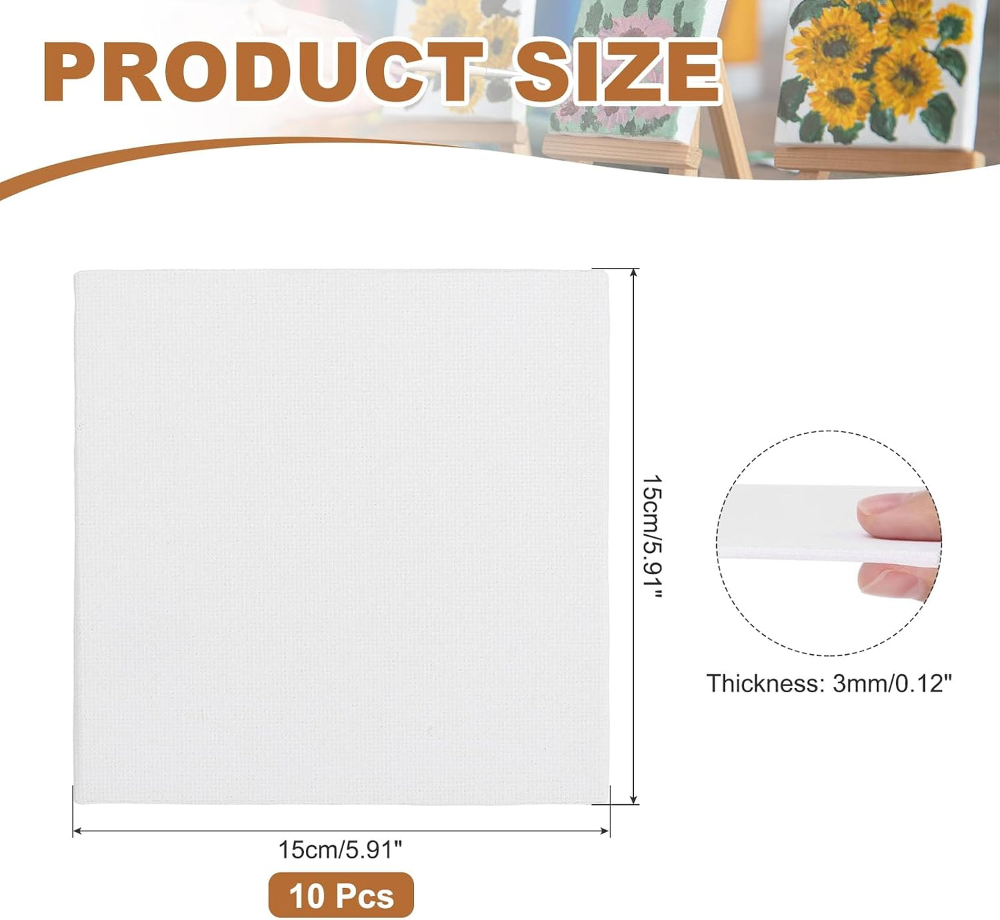 MECCANIXITY Canvas Boards for Painting, 6x6 Cotton Blank Primed Art Canvas Panels Acid-Free for Painting Supplies Oil Acrylic Tempera Watercolor Pouring Paint Artists(White, Pack of 10)