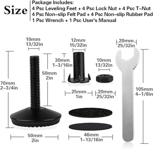 4 Set M10 Adjustable Leveling Feet, Heavy Duty Height Adjuster Furniture - Image 2