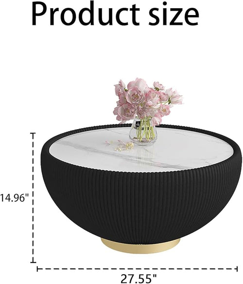 27.55" Round Marble Coffee Table - Image 2