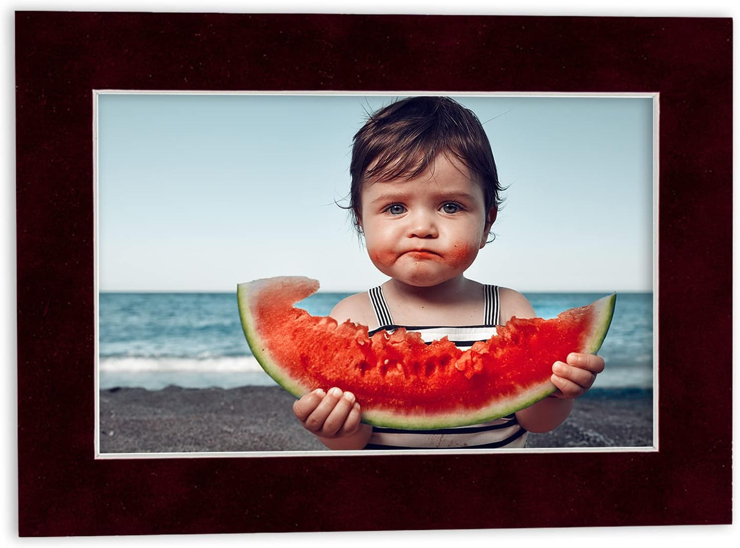 8x10 Mat Bevel Cut for 5x8 Photos - Acid Free Dark Red Suede Precut Matboard - For Pictures, Photos, Framing - 4-ply Thickness