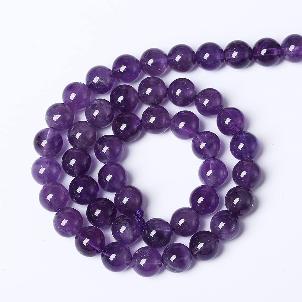 12mm 32pcs Natural Amethyst AAAAA Purple Crystal Quartz Beads Gemstones Round Stone Beads for Jewelry Making DIY Women's Bracelet Necklace Earrings
