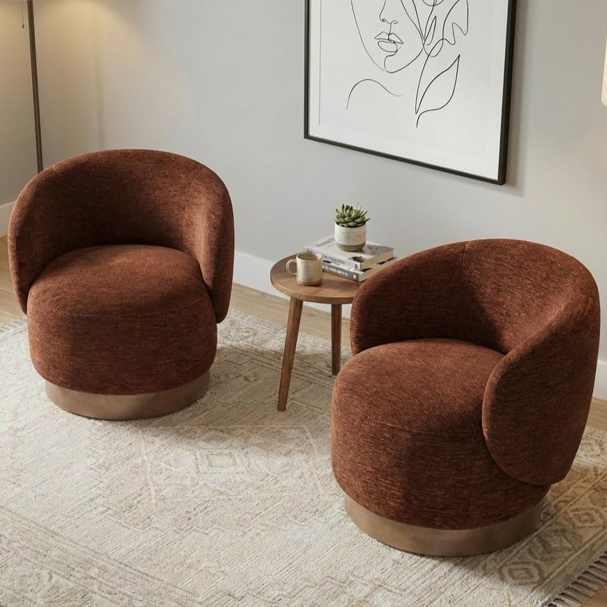 KISLOT Swivel Barrel Accent Chair, Performance Fabric - Image 3