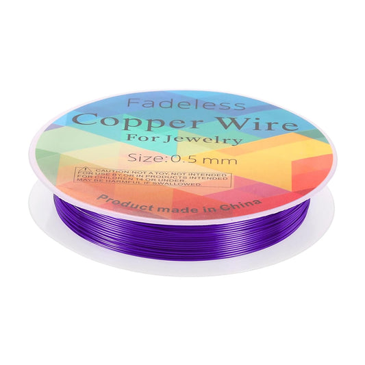 HARFINGTON 20ft Jewelry Wire, 24 Gauge (0.5mm) Brass Craft Soft Metal Tarnish Resistant Copper Beading Wire for Jewelry Making Supplies Crafting, Purple
