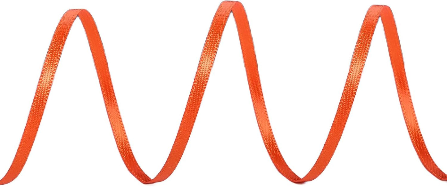YAMA Orange Double Faced Satin Ribbon 1/8 Inch 100 Yards Orange Satin Ribbons for Gift Wrapping Crafts Hair Bows Wedding Party Decoration