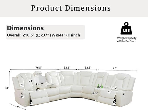 A Ainehome Power Furniture Reclining Sectional Sofa Set, Living Room Power - Image 2