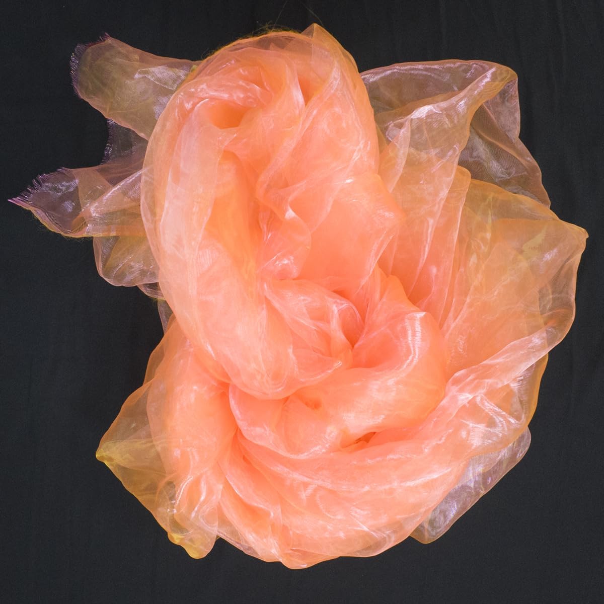 Two-Tone Iridescent Holographic Organza Fabric - 11 Yards by The Yard | Lightweight Sheer Tulle | for Wedding Dresses, Party Decor, DIY Crafts, Shiny Backdrops(Fluorescent Pink-Yellow)