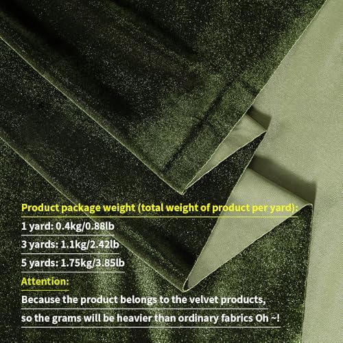 Dark Olive Green Velvet Fabric by The Yard, 3 Yards - Image 3