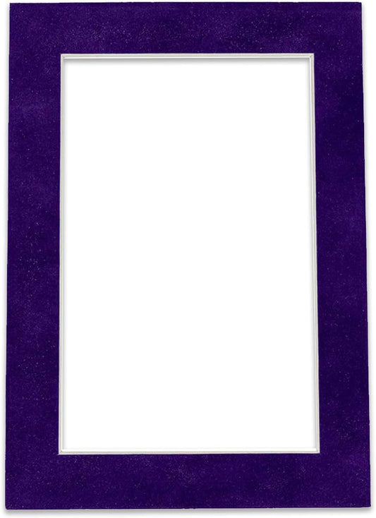 8x10 Mat Bevel Cut for 6x8 Photos - Acid Free Purple Crocus Suede Precut Matboard With Backing Board and Crystal Clear, Self Seal Photo Mat Bag - For Pictures, Photos, Framing - 4-ply Thickness